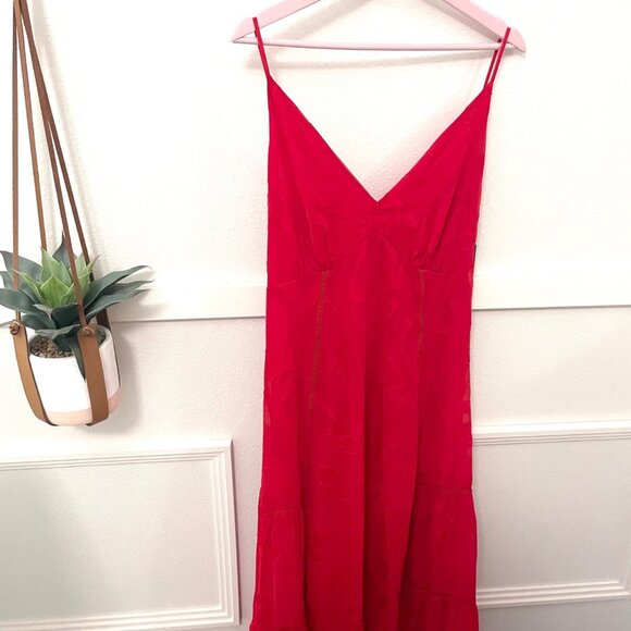 NWT WHBM White House Black Market Red Flamenco Chiffon Burnout Maxi Dress 12 - Picture 3 of 8